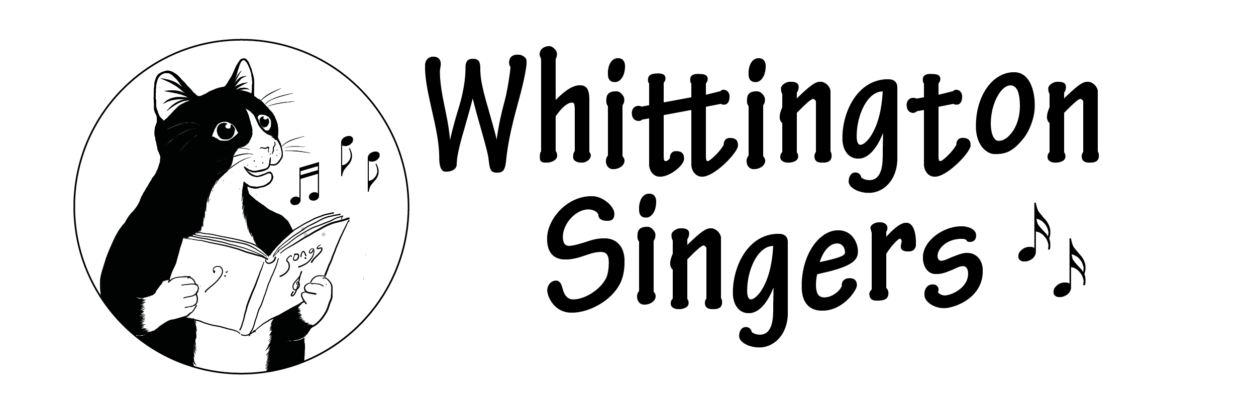 Whittington Singers banner with singing cat